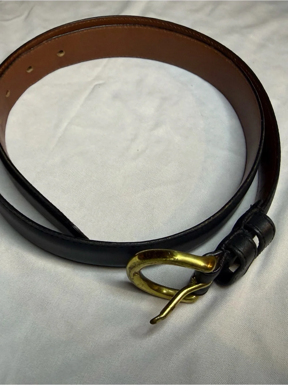 Coach women’s navy Leather Belt with Brass Loop Buckle